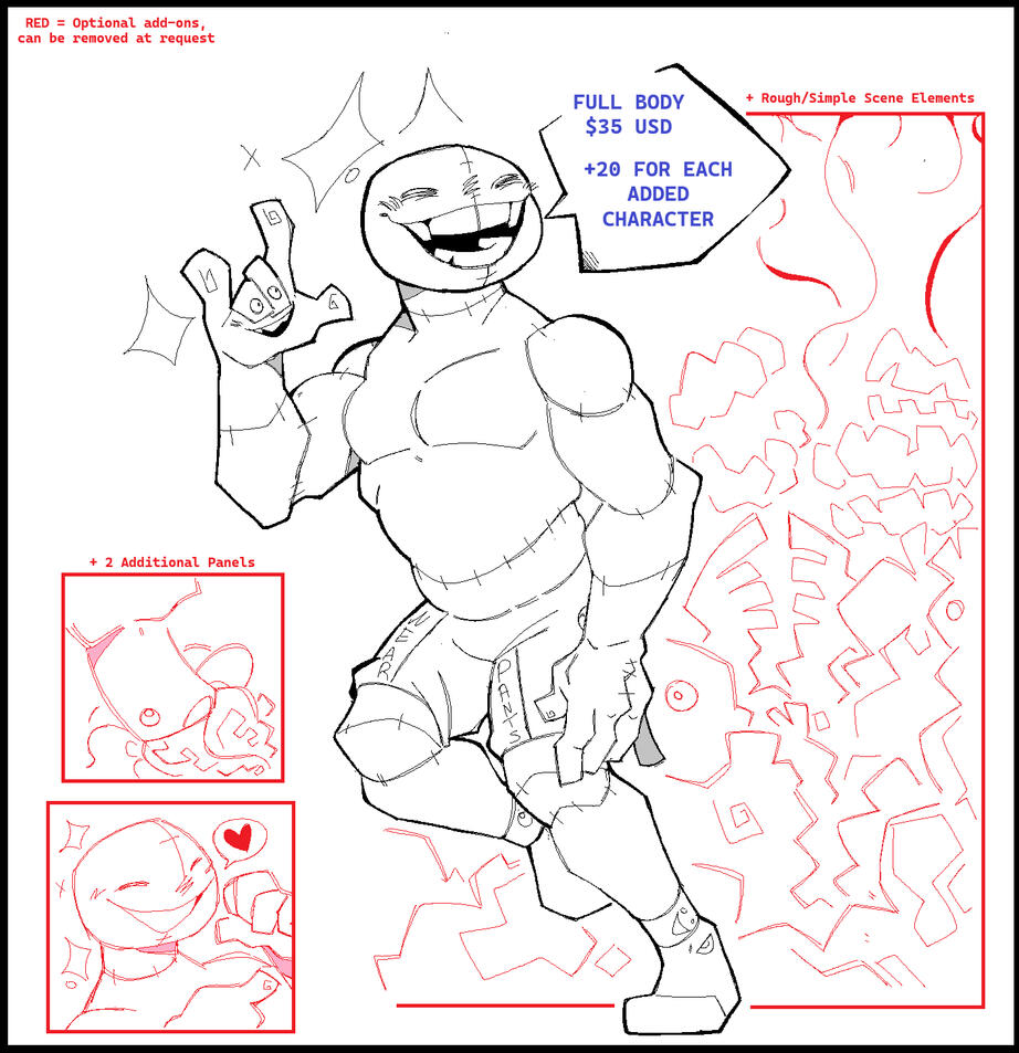 Fully Body $35 USD. +$20 for each added character